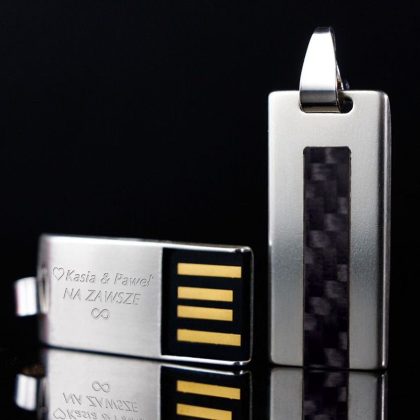 Pendrive z włóknem węglowym | Carbon 32GB USB 2.0 | srebro 925